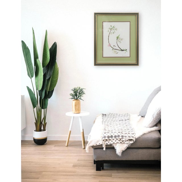 Vintage Hand-Painted Plant Specimen Watercolor Cherry Blossom Specimen (With Frame). Signed in the Lower Right Corner For Sale - Image 9 of 10