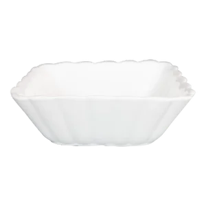Antique English White Ironstone Fluted Square Bowl