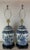 Metal Pair of Blue and White Chinoiserie Lamps For Sale - Image 7 of 12