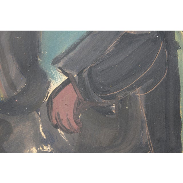 Walter Becker, Women in a Train Compartment, Verso: Portrait of a Woman, 1946, Gouache and Oil on Handmade Paper For Sale - Image 11 of 15