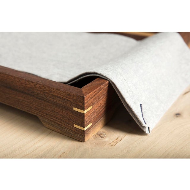 Modern Modern Wooden Tray in Walnut and Brass by Alabama Sawyer For Sale - Image 3 of 10