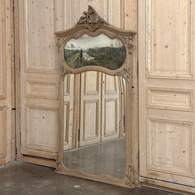 Late 19th Century 19th Century Country French Louis XV Stripped Oak Trumeau Mirror For Sale - Image 5 of 18