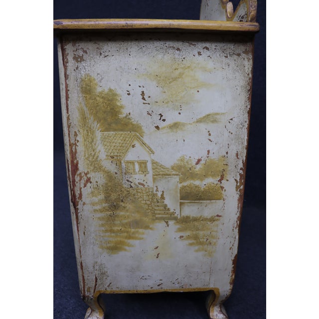 Italian Style Painted Three Drawer Commode With Scenic Decoration For Sale - Image 11 of 18