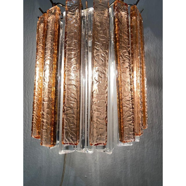 Italian Wall Sconces in Ice and Pink Triedri by Venini, Murano, 1980s, Set of 2 For Sale - Image 3 of 13