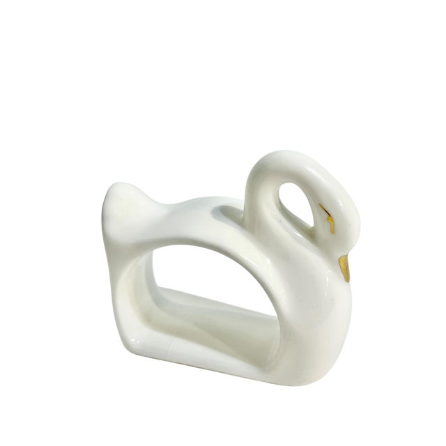 Mid 20th Century Vintage Mid Century Modern Ceramic Swan Napkin Ring Holders - Set of 5 For Sale - Image 5 of 11