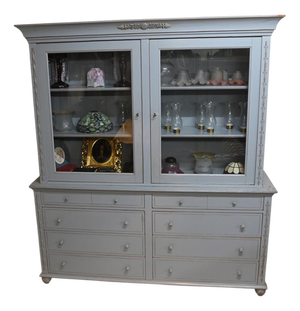 English Painted Farmhouse Kitchen Hutch Cabinet, 1920