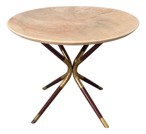 Mid-Century Modern Brass Wood Coffee Table by Cesare Lacca, Italy, 1950s