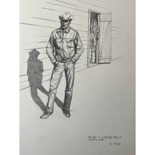 "Slim" Elkhorn Ranch, Winter 1968 Graphite Portrait by Sylvia Tolk For Sale