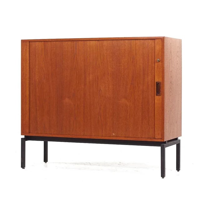 Brown Mid Century Danish Teak Tambour Door Credenza - Pair For Sale - Image 8 of 12