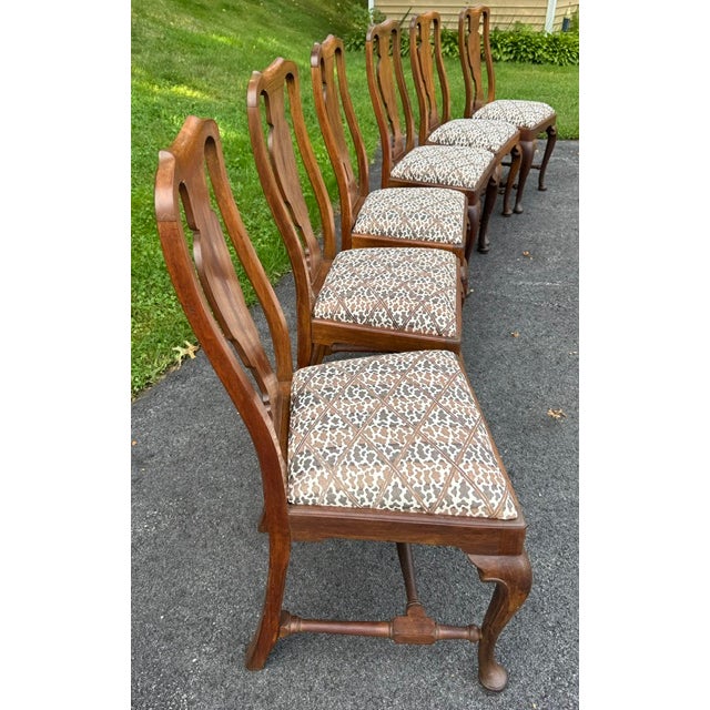 Set of 6 Solid Mahogany Queen Anne Style Dining Chairs Early 20th Century For Sale - Image 13 of 17