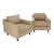 Pair Deep Seat Oatmeal Fabric Upholstery Contemporary Lounge Chair on Dowel Legs For Sale
