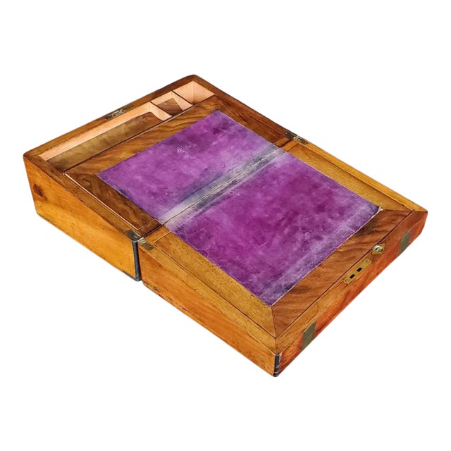 Antique English Victorian Era Travel Desk Writing Slope Box For Sale