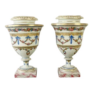 18th Century French Paris Porcelain Urns or Vases - a Pair For Sale