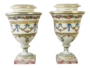 18th Century French Paris Porcelain Urns or Vases - a Pair