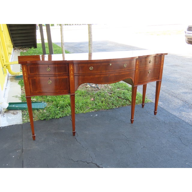 Karges Hepplewhite Style Inlay Long Sideboard Credenza Bathroom Vanity 6568 For Sale - Image 12 of 18