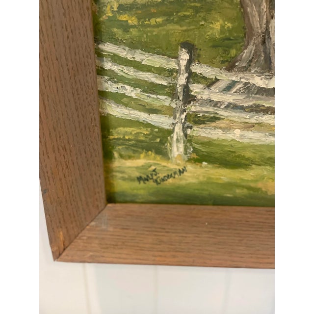 Green American Impressionist Landscape Painting of Kentucky Horse Farm With Rolling River For Sale - Image 8 of 8