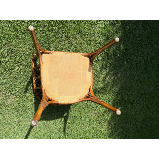 Vintage Handcrafted Rattan Barrel Back Chair With Woven Seat For Sale - Image 11 of 13