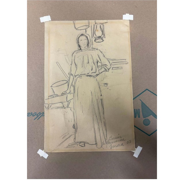1900 - 1909 Edward Borein “La Bassanca Sonora” Original Signed Western Graphite Drawing For Sale - Image 5 of 7