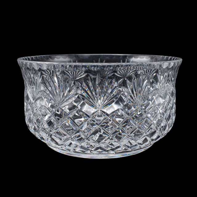 1960s Vintage Punch Bowl, English, Crystal Glass, Serving, Fruit Dish, Mid Century For Sale - Image 5 of 10
