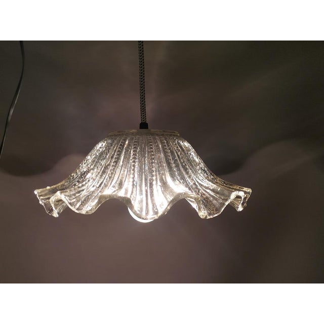 Black Mid-Century Portuguese Farmhouse Clear Glass Bowl Hanging Lamp, 1960s For Sale - Image 8 of 16