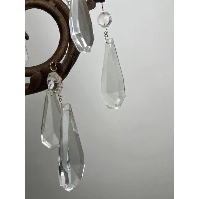 1960s French Regency Style Bronze Wall Sconces With Crystal Drops and Shades, a Pair For Sale - Image 9 of 13