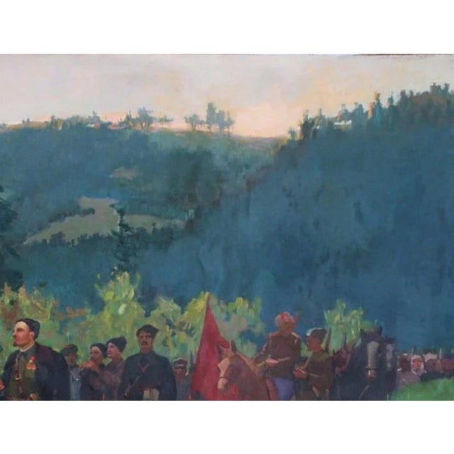 Realism Partisans Oil Painting, Socialist Realism Art, 1975 For Sale - Image 3 of 6