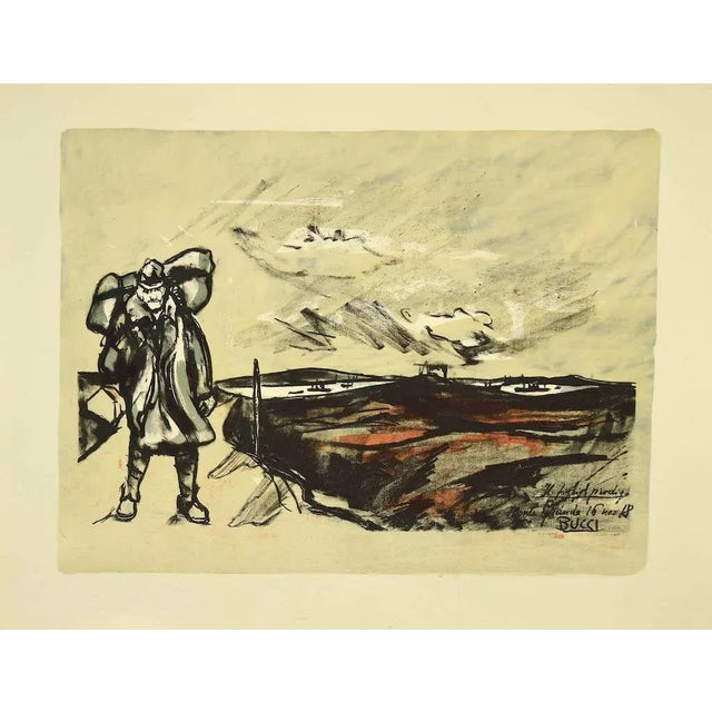 'Military'' is a beautiful print in the lithograph technique, realized by Anselmo Bucci (1887-1955). Signed on the lower...