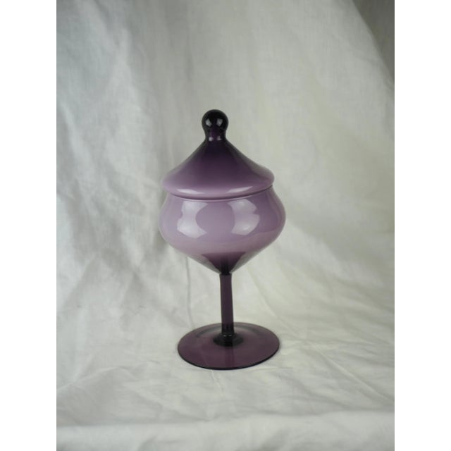 Mid-Century Modern Late 20th Century Vintage Amethyst Empoli Candy Jar For Sale - Image 3 of 9