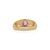Pink Contemporary Pear Pink Sapphire Bezel Set Signet Ring Size 6 in 14k Gold For Sale - Image 8 of 14