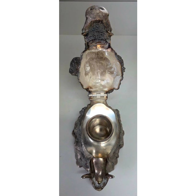 French Silverplate Boars Head Inkwell For Sale - Image 4 of 5