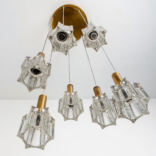 Cascading Glass and Brass Pendant fro Peill Putzler, 1970s For Sale - Image 14 of 18