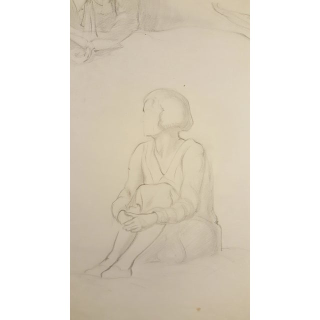 Realism 2 Sided Pencil Drawing of Female Subject By Eileen Churm For Sale - Image 3 of 6