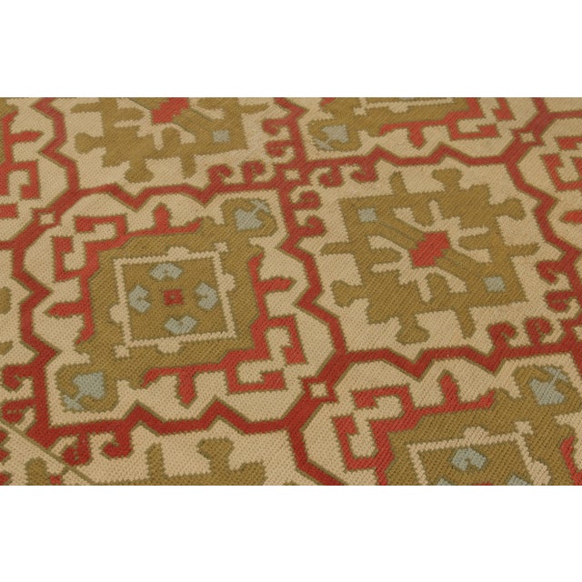 1950s Vintage Spanish Needlepoint Rug in Green Red and Yellow Geometric Pattern For Sale In New York - Image 6 of 8