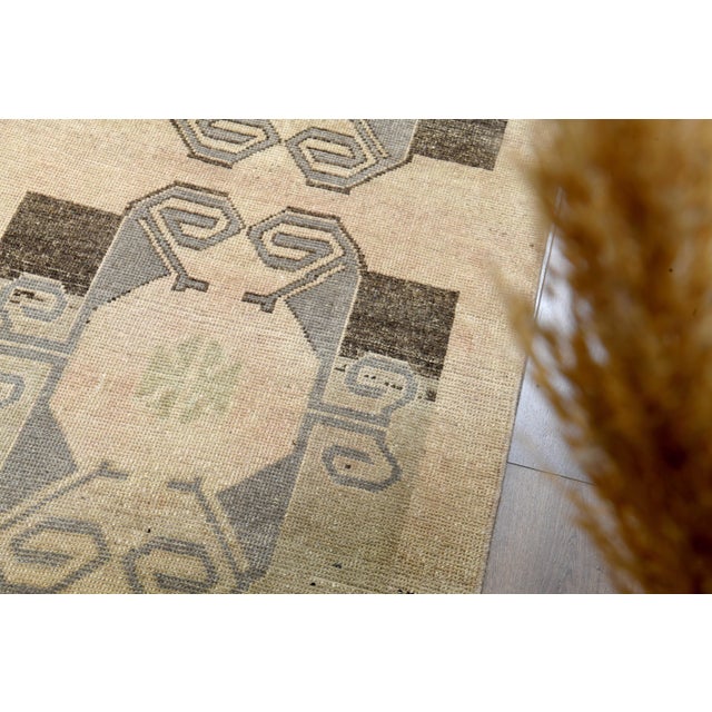 1970s Vintage Turkish Handmade Wool Cotton Brown Runner Rug For Sale - Image 4 of 11