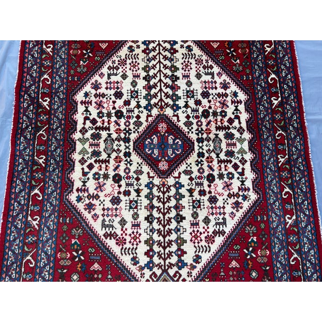 1980s Vintage Handmade Shirazi Wool Rug 3'6" X 5' Tribal Caucasian Area Carpet For Sale - Image 5 of 8