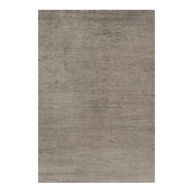 Rug & Kilim’s Oversized Modern Textural Rug in Brown, Gray and Beige Striae - 12x18 For Sale