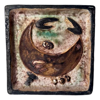 Modernist Ceramic Wall Plaque Relief with Zodiac Sign Cancer Motif by Helmut Friedrich Schäffenacker, Germany, 1960s For Sale