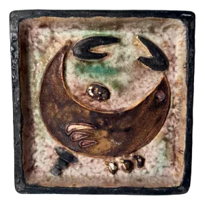 Modernist Ceramic Wall Plaque Relief with Zodiac Sign Cancer Motif by Helmut Friedrich Schäffenacker, Germany, 1960s