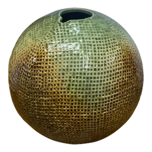 Vintage Textured Glazed Studio Pottery Vessel