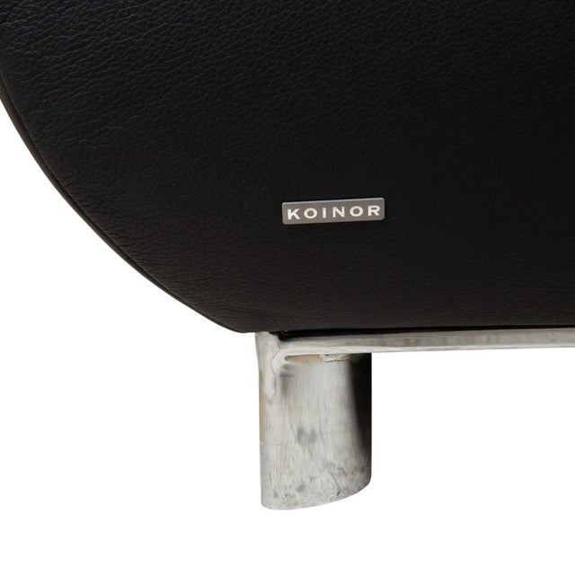 Leather Three-Seater Black Manual Function Sofa by Koinor Volare For Sale - Image 11 of 15