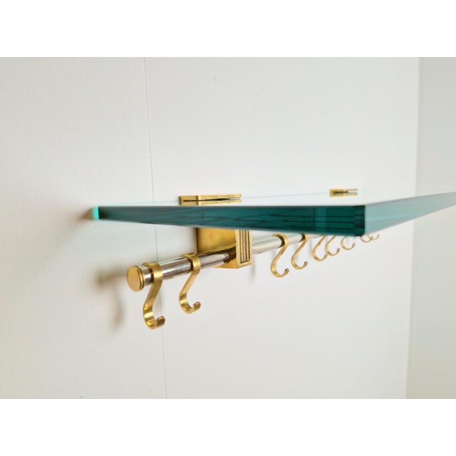 Brass and Glass R14G Wall-Mounted Coat Rack from Peter Ghyczy, 1980s For Sale - Image 10 of 18