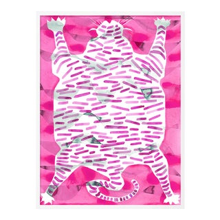 Tiger Rug Raspberry by Kate Roebuck in White Framed Paper, Large Art Print For Sale