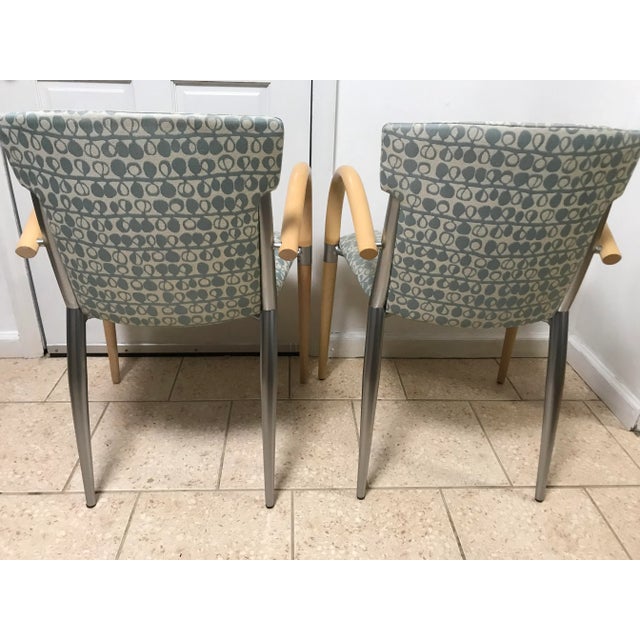 Jean Prouve and Jules Leleu 1990s Postmodern Italian Style Chairs - a Pair For Sale - Image 4 of 12