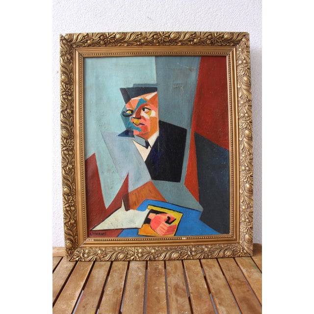 Mid-Century Modern Composition, Oil Painting, 1950s, Framed For Sale - Image 13 of 15