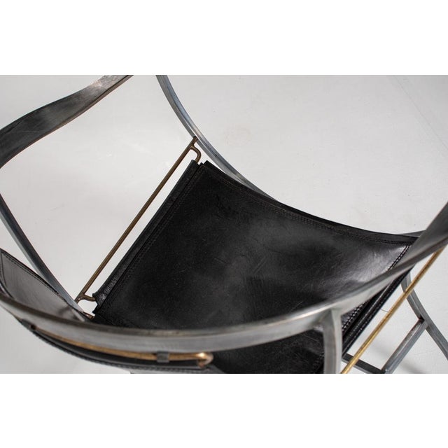 Pompei Armchair in Bronze and Black Leather by Alberto Orlandi, 1980s For Sale - Image 10 of 12