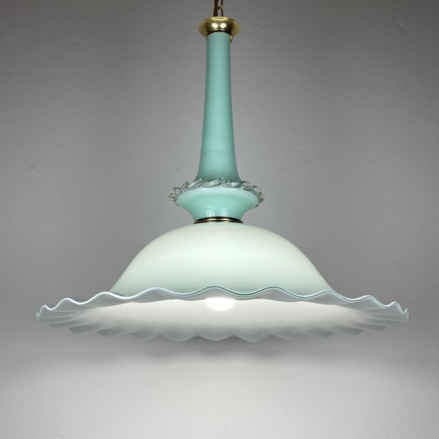 Vintage Murano Glass Pendant Lamp attributed Venini, Italy, 1970s For Sale - Image 9 of 18