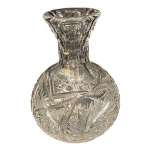 Vintage American Brilliant Period Hobstar Clear Glass Carafe/Decanter
