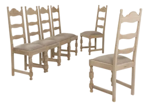1970s Belgian Oak Dining Chairs With Upholstered Seats - Set of 6