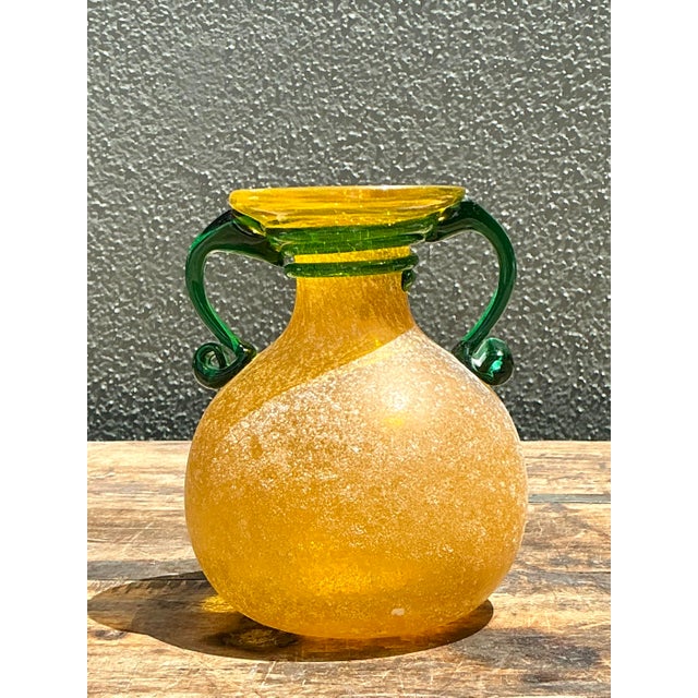 Vintage Italian Hand Blown Glass Vase For Sale - Image 4 of 12