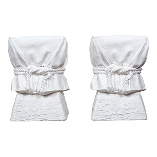 1980s Vintage Trompe l'Oeil Tassel Rope Side Tables in the Style of John Dickinson For Sale